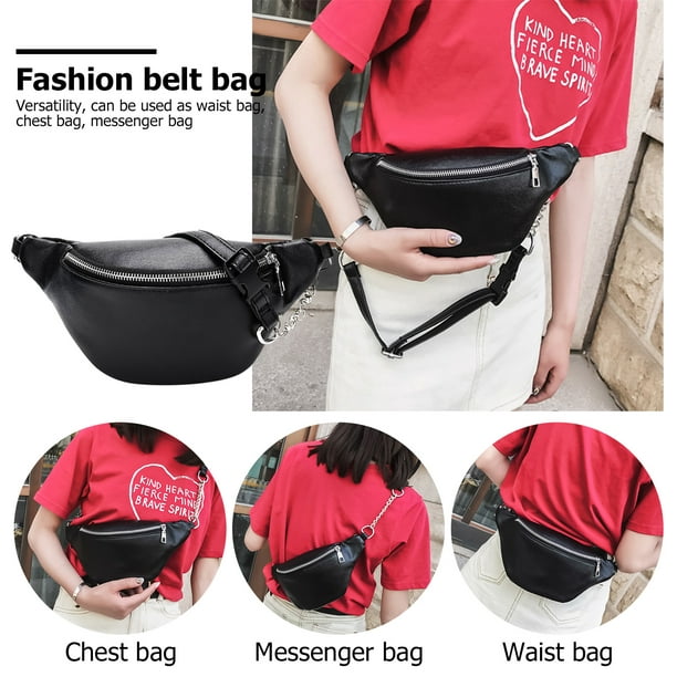 Shoulder Waist Belt Packs Fanny Pouch Unisex Kids PU Leather Chest Bags *DC